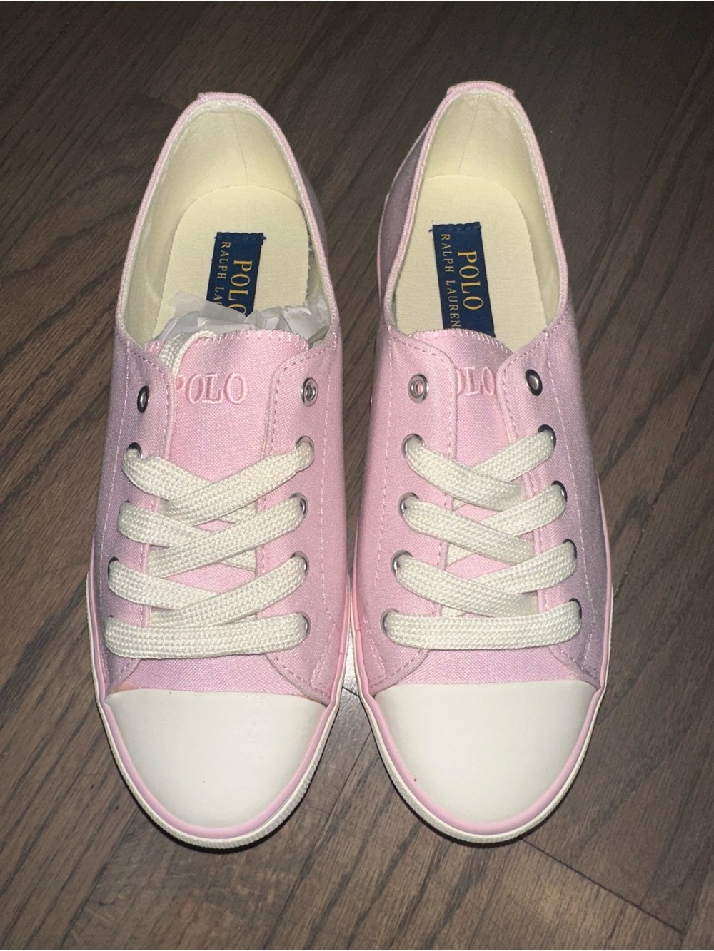 Polo by Ralph Lauren Light Pink Canvas Kids Sneakers with White Toe